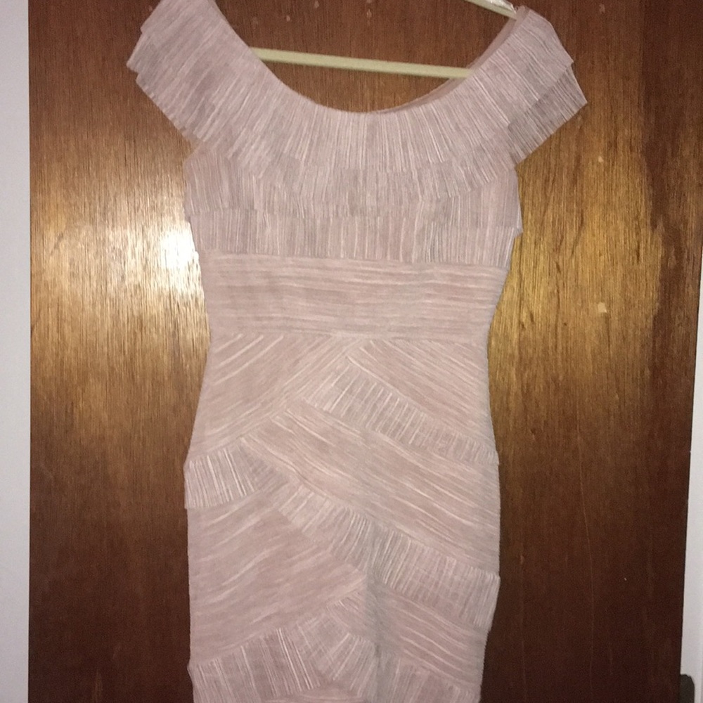 Mauve off the shoulder cocktail dress